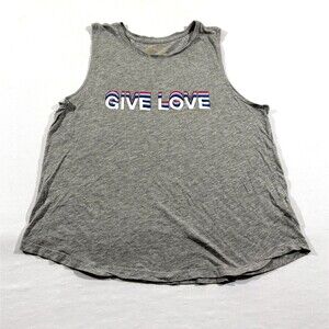 Spiritual Gangster Give Love Muscle Tank Gray Sleeveless Womens Top Shirt Sz M
